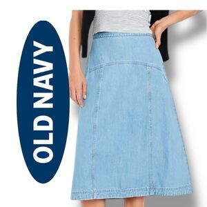 Old Navy Blue A-Line Midi Skirt